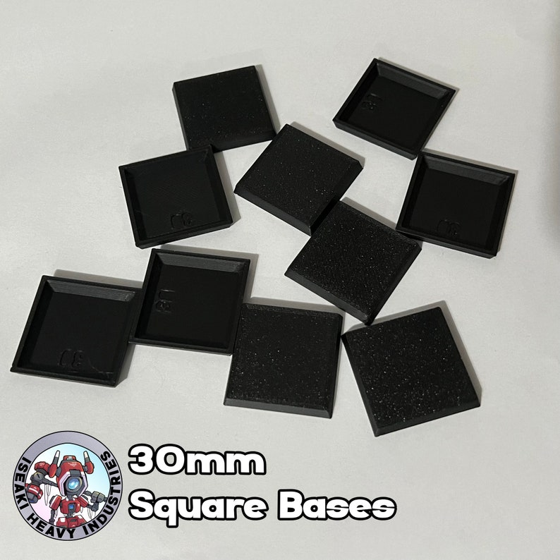 Square & Rectangular Blank Bases 3d Printed 30mm - 10 Bases