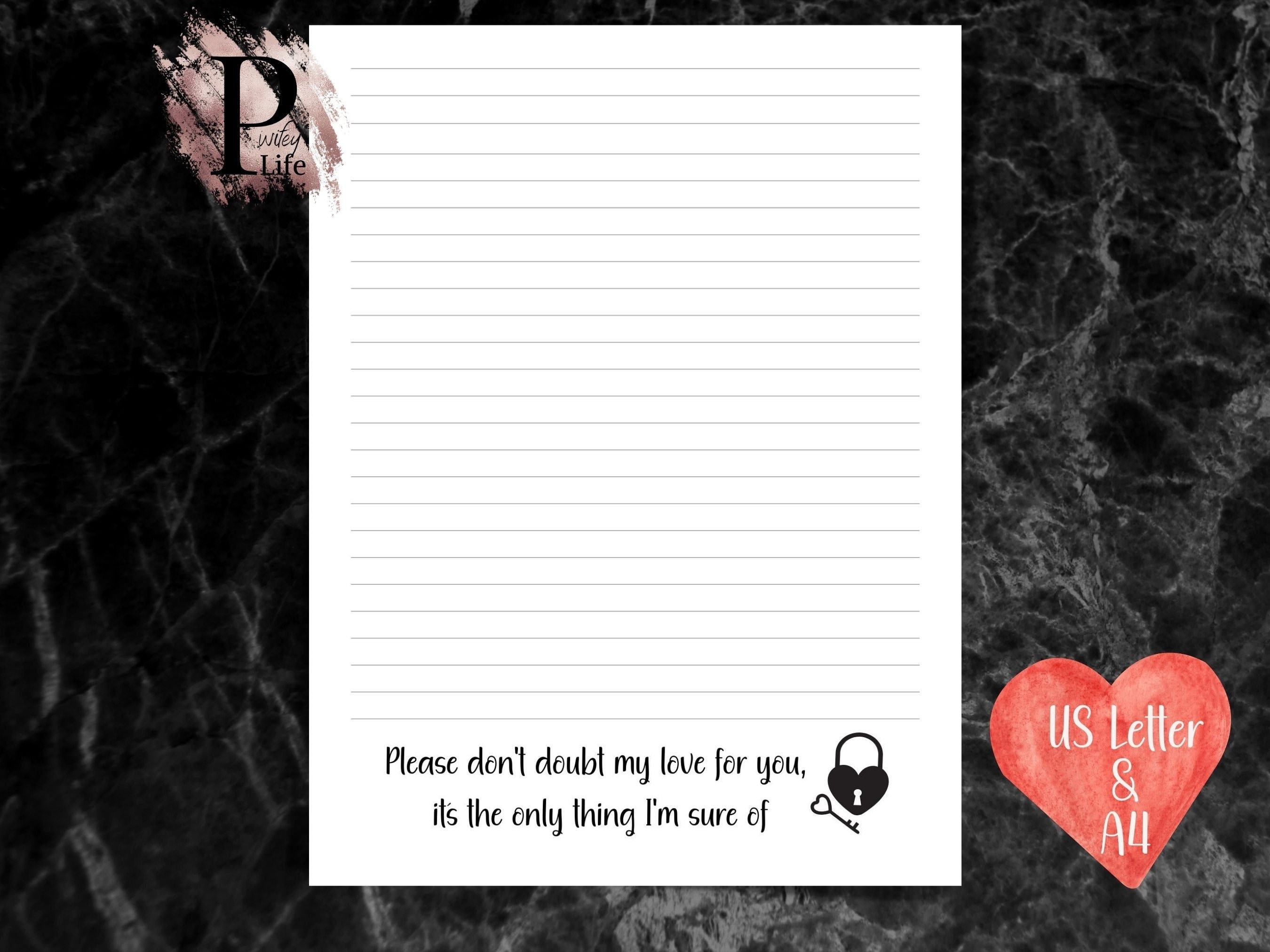 Prison Wife Stationery Printable, Digital Download - Etsy