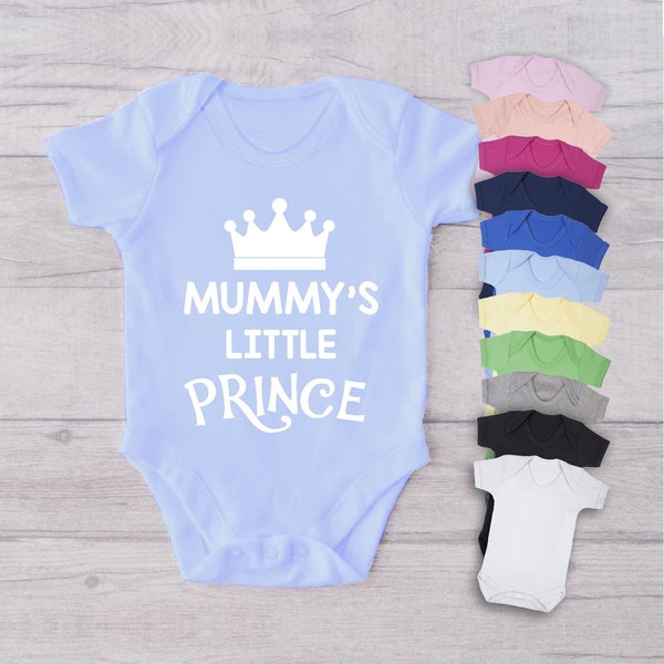 Mummy's Little Prince - Baby Short Sleeve Vest Baby Grow Body Suit Newborn to 12 Months