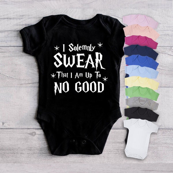 I Solemnly Swear I Am Up To No Good - Baby Short Sleeve Vest Baby Grow Body Suit Newborn to 12 Months