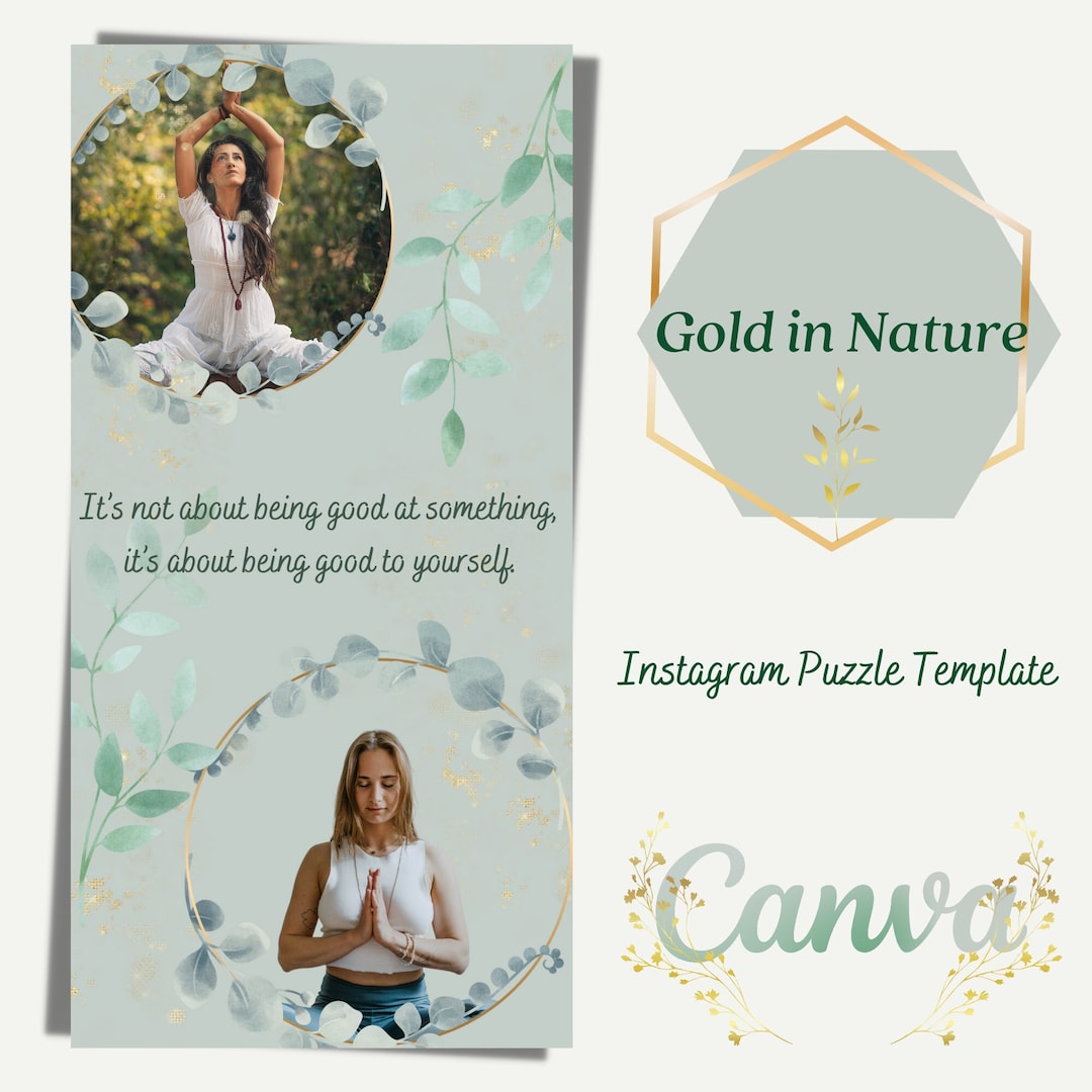 Gold in Nature Instagram Puzzle Canva Template - Etsy