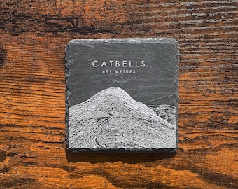 Catbells Lake District Sketch Slate Coaster