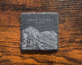 Three Sisters, Glencoe Sketch Slate Coaster