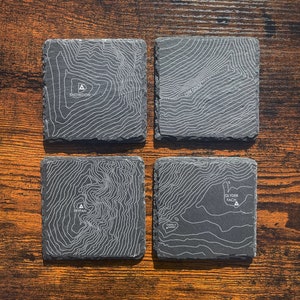 Snowdonia Contours - Set di 4 sottobicchieri in ardesia