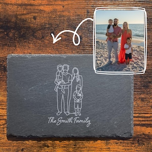 Custom Family Line Art Placemat - Personalised Slate Placemat - Christmas Birthday Housewarming Gift