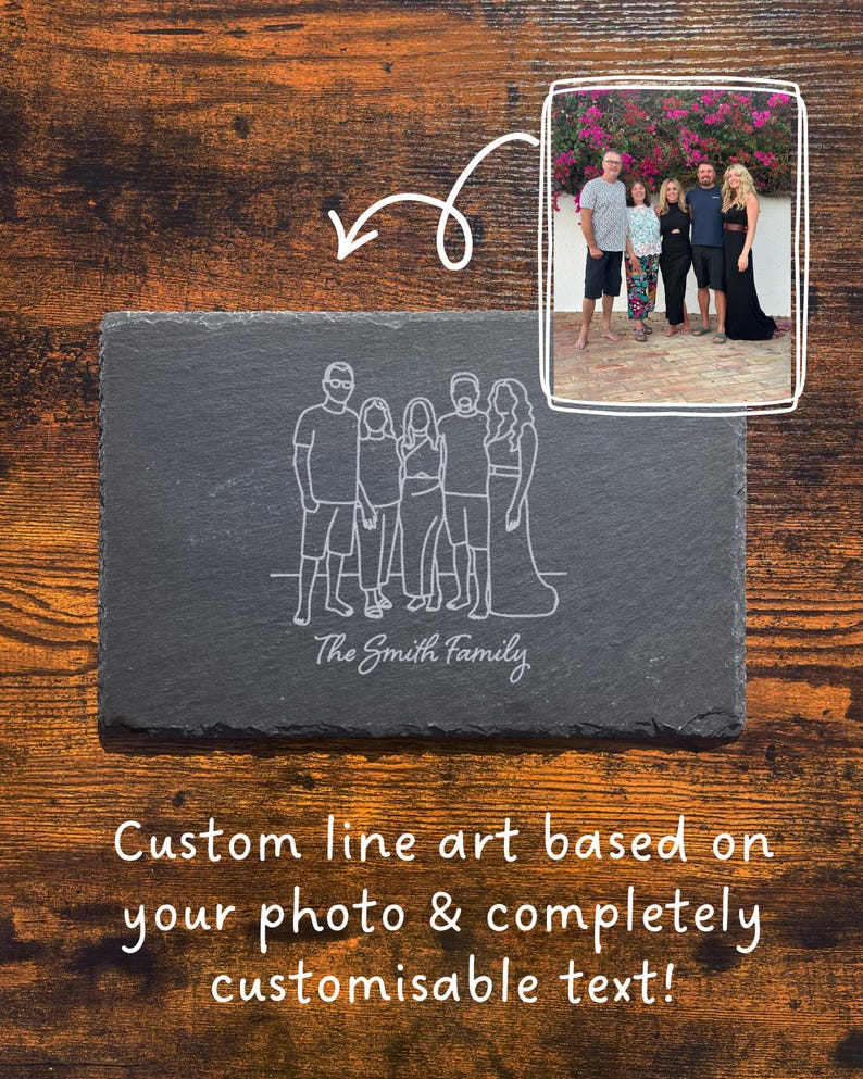 Custom Family Line Art Placemat - Personalised Slate Placemat ...
