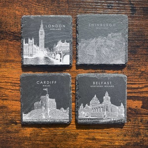 UK Capital Cities - Set of 4 Slate Coasters