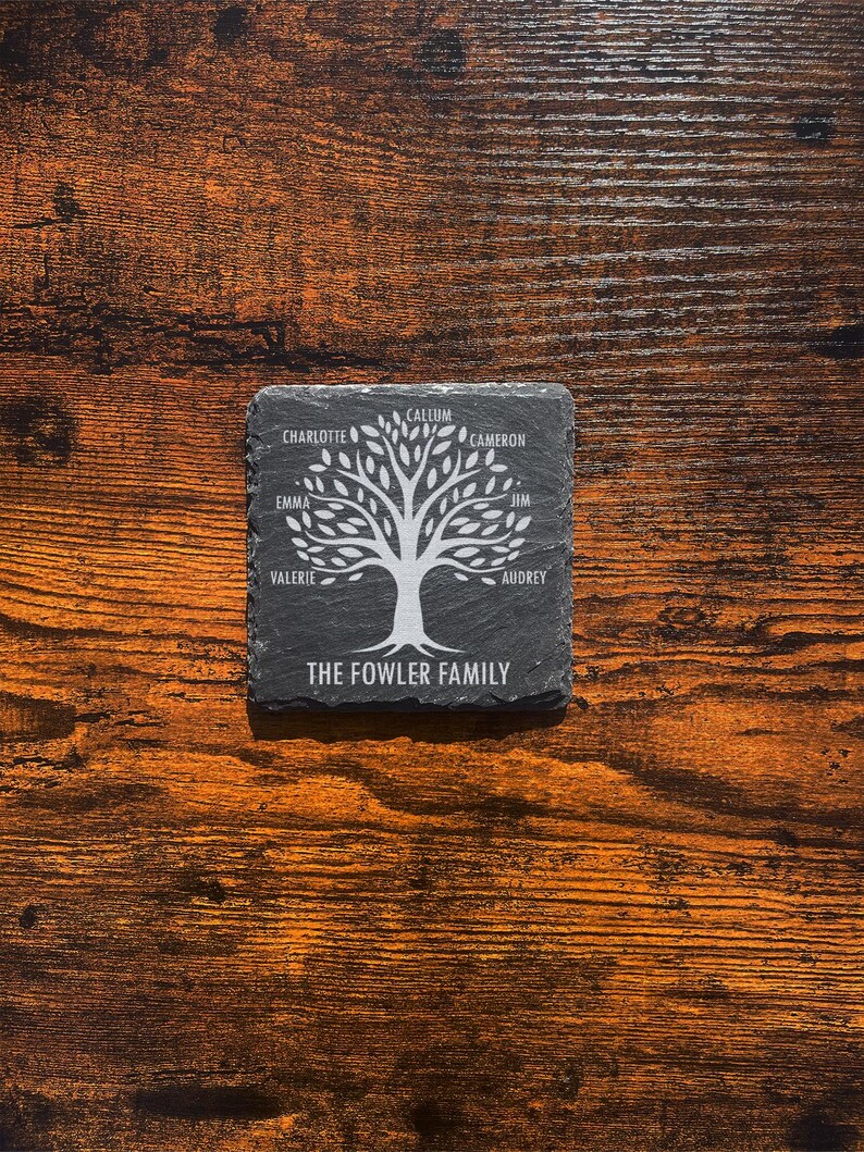 Personalised Family Tree Coaster and Placemat Set - CUSTOM Slate Table ...
