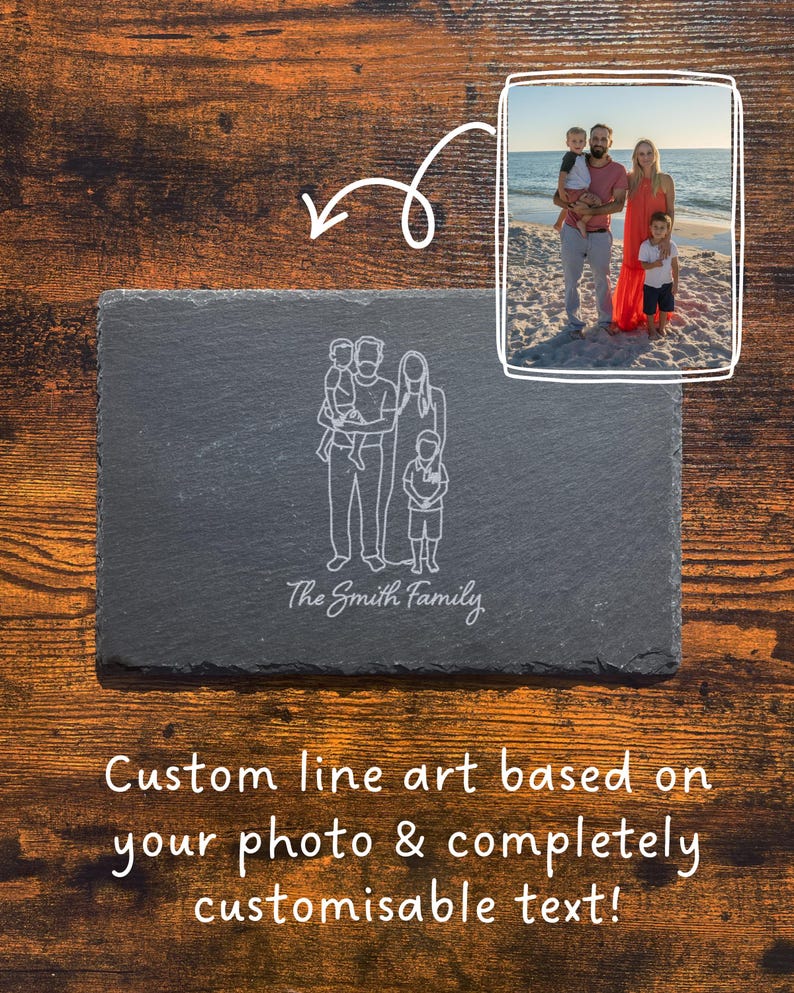 Custom Family Line Art Placemat - Personalised Slate Placemat ...