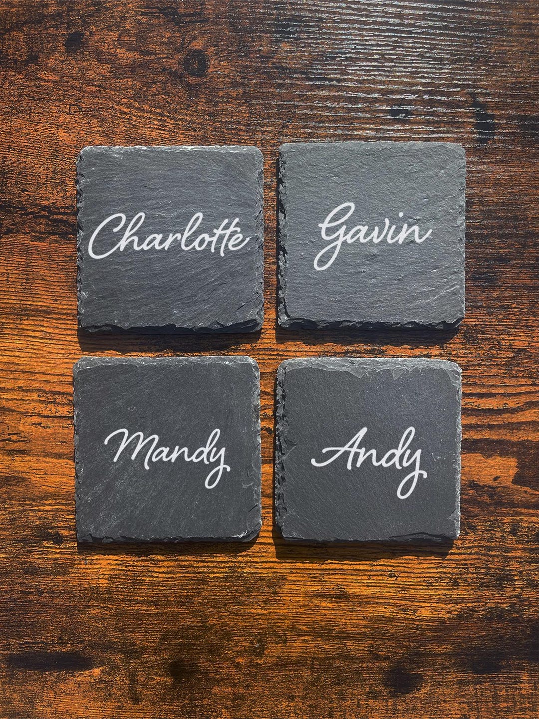 Personalised Slate Coaster - Custom Name Text - Family Gift Christmas ...