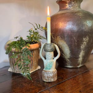 Ceramic candlesticks - handmade candlesticks holder - ceramic candle holder - lady candle holder