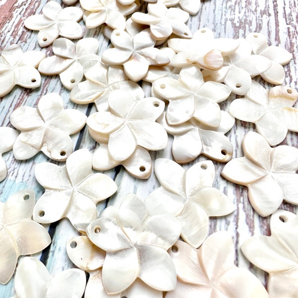 Shell Beads, Mother of Pearl, Plumeria Flowers, DIY Jewelry, Crafting Supplies, Beach Themed Crafts, Hawaiian Flower