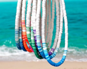 Heishi Bead Surfer Necklace, Customizable Beach Choker