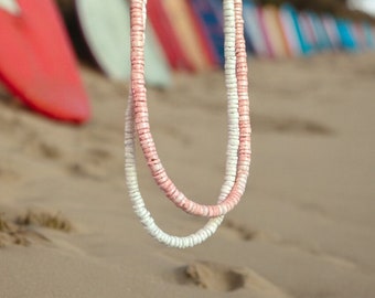 Handmade Puka Shell Choker, Hawaiian Beach Necklace, Surfer Jewelry