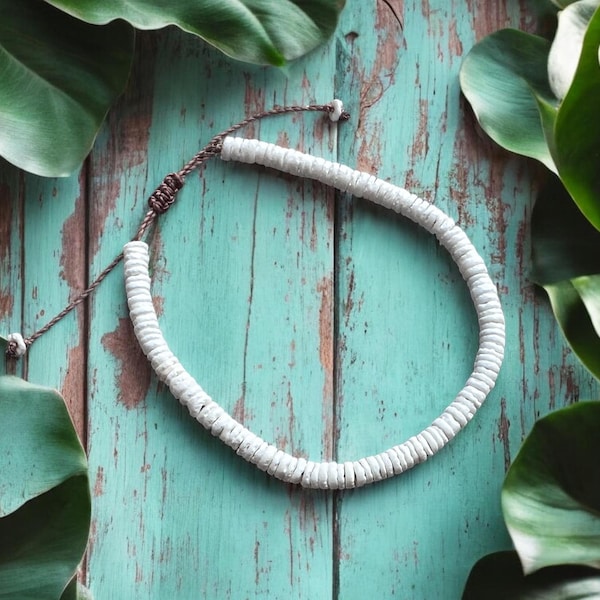 Puka Muschel Halskette, Hawaii Strand Choker, Unisex Muschel Schmuck