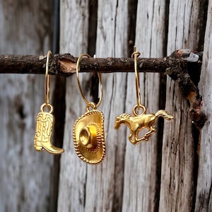 Cowgirl Earrings, Coastal Cowgirl Boots, Western Charm Jewelry, Cowboy Hat, Horse Earrings, Rodeo Jewelry, Mix and Match, Handmade Gift