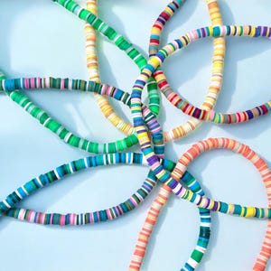 Heishi Bead Surfer Necklace: Unisex Polymer Clay Beach Jewelry