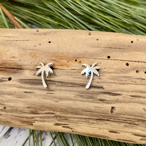 Palm Tree Earrings, Stud Earrings, Beach Jewelry, Vacation Jewelry, Silver Studs