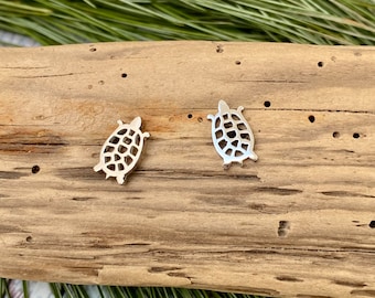 Stainless Steel Turtle Stud Earrings, Beach Jewelry