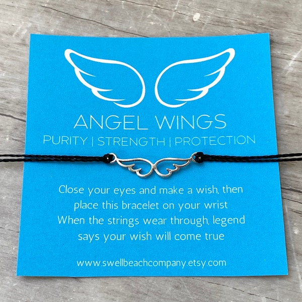 Wish Bracelet, Angel Wings Charm, Friendship Bracelets, Gift for Friends, Protection Jewelry, Unisex String Bracelet