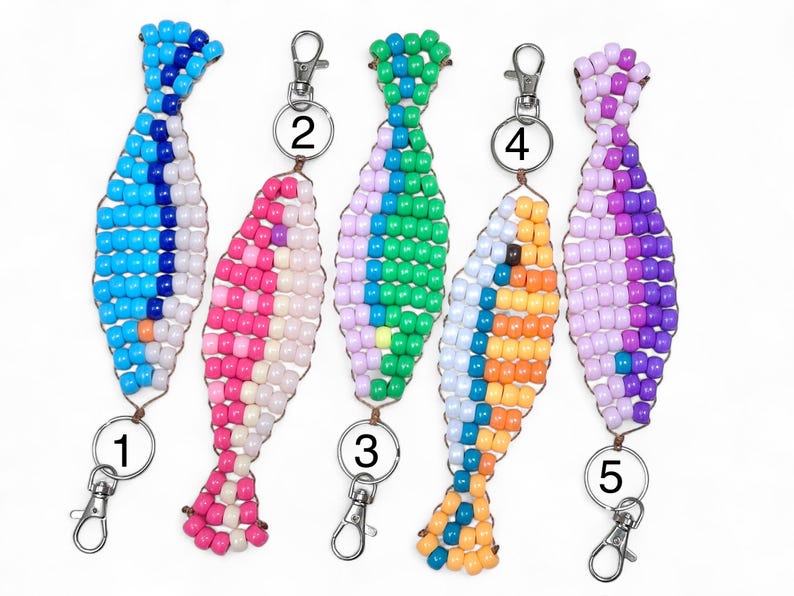 Beaded Fish Keychain: Colorful Pony Bead Bag Charm - Etsy