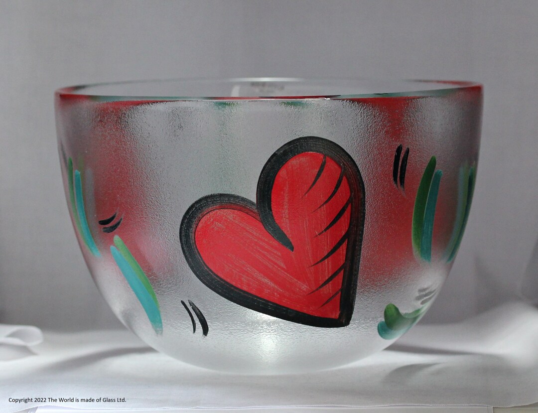 Kosta Boda hearts Handpainted Glass Fruit Bowl Etsy