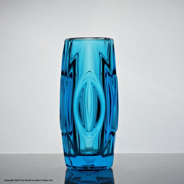 Rosice of Czechia Lens (modelnr. 914) vaas in blauw glas