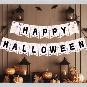 Printable Halloween Bunting Happy Halloween Banner Happy Halloween Cute Garland Flags Kids Halloween Party Decor DIY Halloween Decor PDF