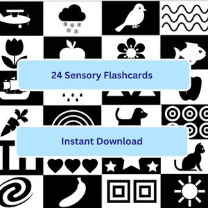 Printable Baby Sensory Cards High Contrast Black White and Black Newborn Card Baby Shower Gift Montessori Baby Newborn Gift