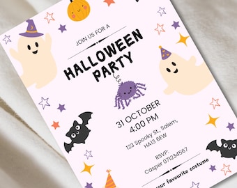 Editable Halloween Invitation Template Instant Download Cute Halloween Party Invite Template Kids Halloween Party Decor