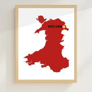 Wrecsam Karte Wand Kunst Druckbare walisische Stadt Druck rot Wrexham Lage Illustration modernes Wohndekor Cymru neues Zuhause Geschenk