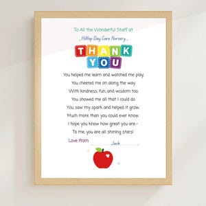 Regalo para maestros, poema de agradecimiento imprimible, regalo editable de agradecimiento para maestros, impresión de despedida de fin de año escolar, clase de 2025, arte de Apple