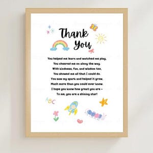 Teacher Gift Printable Thank You Poem Teacher Appreciation Gift End of School Year Farewell Goodbye Print Class of 2025 Wall Art