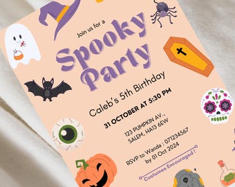 Editable Halloween Invitation Template Instant Download Cute Halloween Party Invite Template Kids Halloween Party Decor