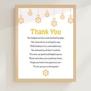 Poema de agradecimiento imprimible para maestros, regalo de agradecimiento para maestros, impresión de despedida de fin de año escolar, arte de pared retro de la clase de 2025
