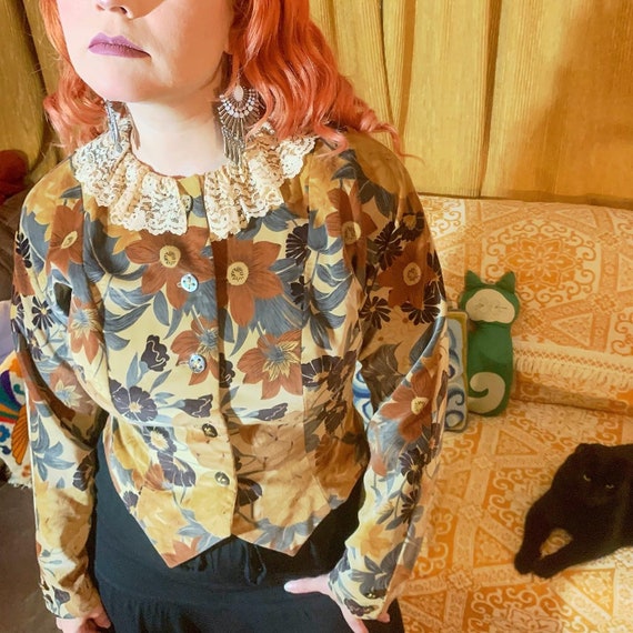 Vintage Edwardian style fall floral velvet jacket 