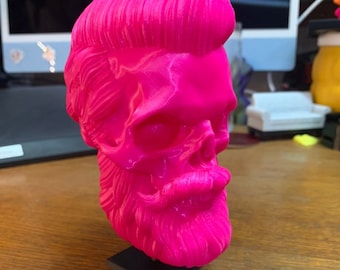 Hipster Skull Ornament - 3D Printed - Beard