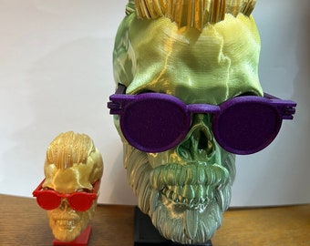 Bearded Skull with Glasses Ornoment - Hipster
