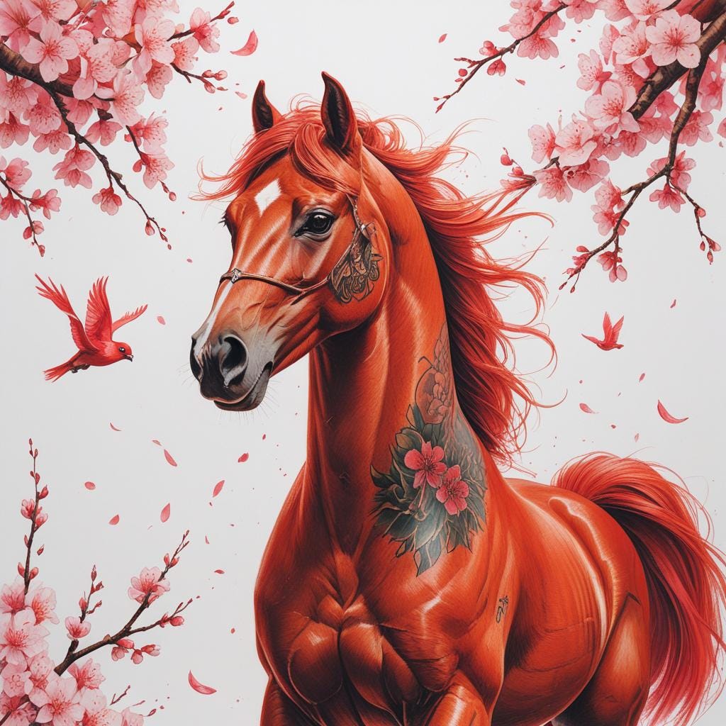 Printable 2026 Fire Horse Art , Chinese Zodiac Decor , Lunar New Year ...