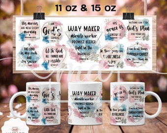 Bible Verse Mug Wrap: Religious Coffee Mug Sublimation (PNG Digital Download)