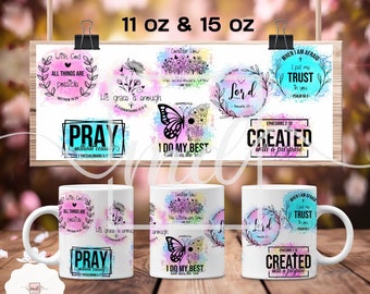 Bible Verse Mug Wrap: Religious Coffee Mug Sublimation Template (PNG Digital Download)