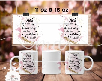 Faith Bible Verse Mug Wrap Sublimation Template (PNG Digital Download)