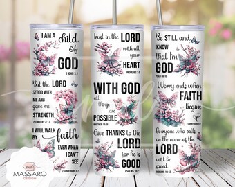 Christian Bible Verse 20oz Tumbler Sublimation Design (PNG Digital Download)