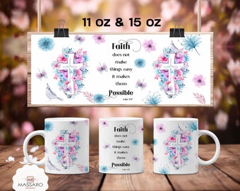 Glaube Bibel-Vers-Becher-Verpackung: Blumenkreuz-Design (PNG Digital Download)
