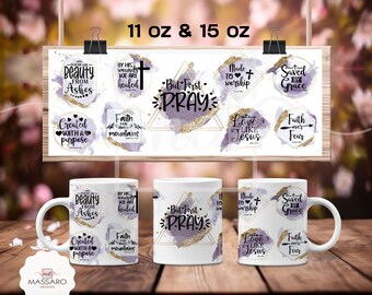 Bible Verse Mug Wrap: Religious Coffee Mug Sublimation (PNG Digital Download)