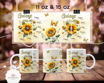 God Says You Are Mug Wrap: Sunflower Bible Verse (PNG Digital Download)