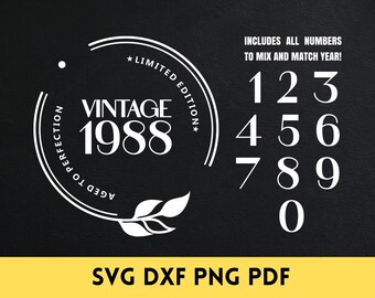 Aged to Perfection Birthday SVG: Vintage Edition Numbers (Digital Download)