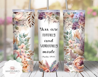 Psalm 139:14 Skinny Tumbler Sublimation Design (Digital Download)