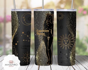 Capricorn Queen Tumbler Sublimation Design: 20oz Skinny Tumbler (PNG Digital Download)