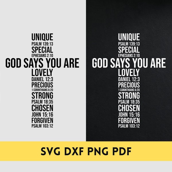 God Says You Are... SVG/ PNG/ DXF - Christian svg - Bible Verse Religious svg - Jesus, God, Faith svg - Cut Files for Cricut Silhouette